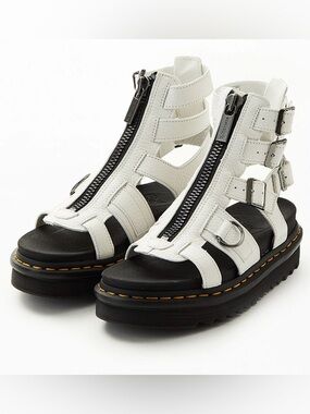 Dr. Martens Olson Zipped Leather Gladiator Sandals White Size 8 EUC